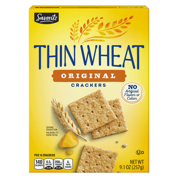 Savoritz Thin Wheat Crackers, 9.1 oz unifo