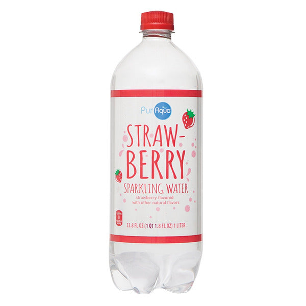 PurAqua Strawberry Sparkling Flavored Water, 33.8 oz unifo