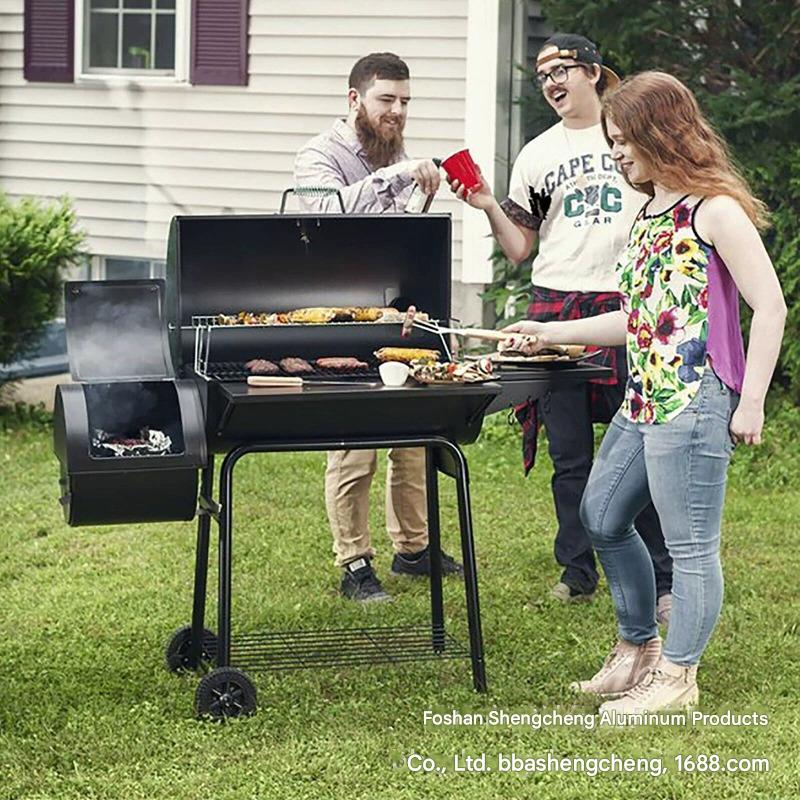 Spot double barrel charcoal mother and child barbecue stove enlarged thickened American outdoor barbecue grill courtyard charcoal stove smoked oven