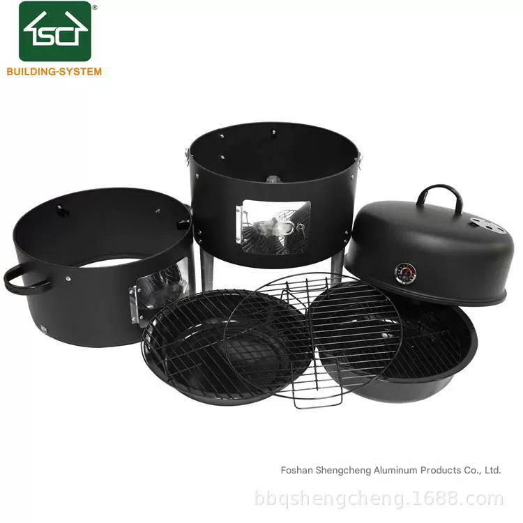 Amazon hot selling three-in-one smoker grill outdoor patio grill wood stove portable grill charcoal stove