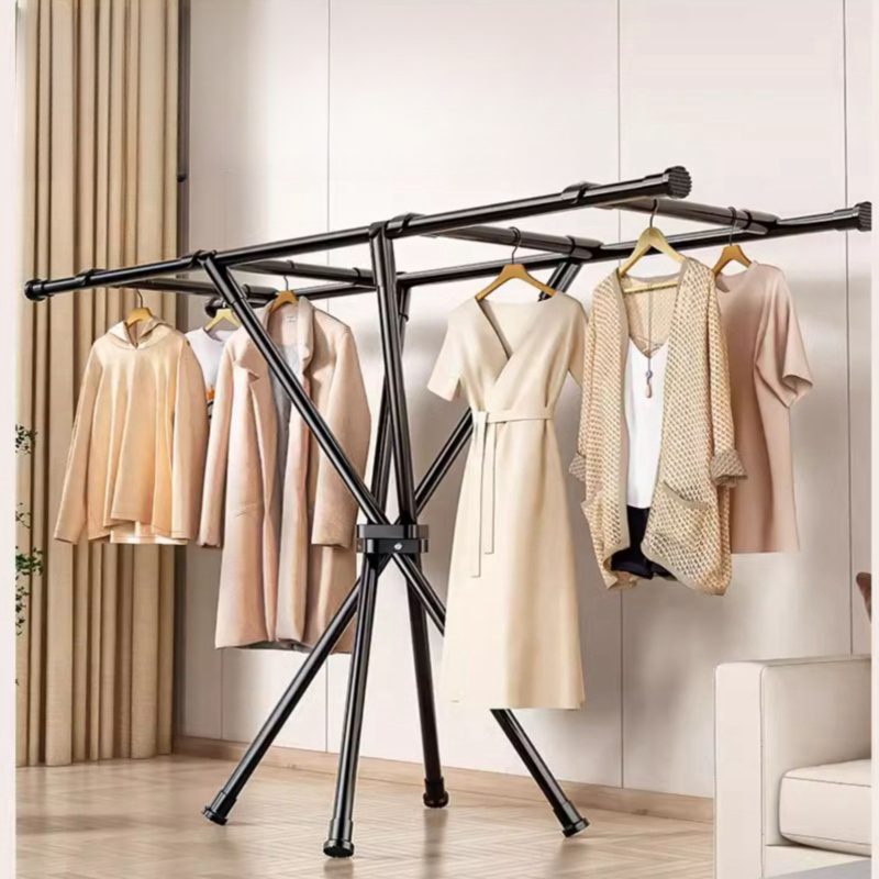 double pole folding clothes hanger