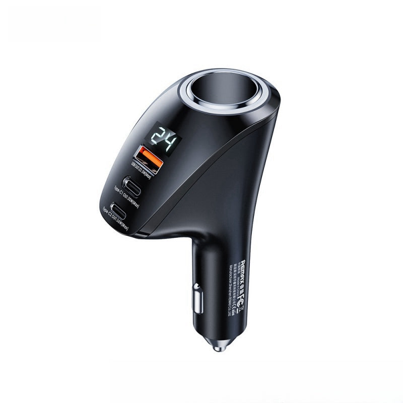 REMAX睿量 勇士88.5W PD+QC 2C+1A点烟筒数显快充 车载手机充电器