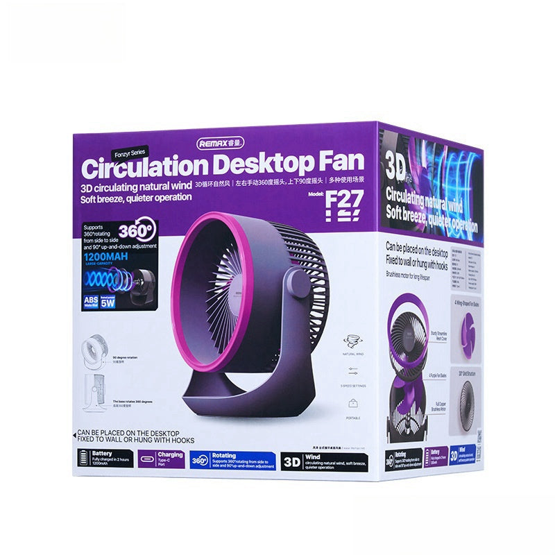 REMAX desktop small fan, rechargeable office fan