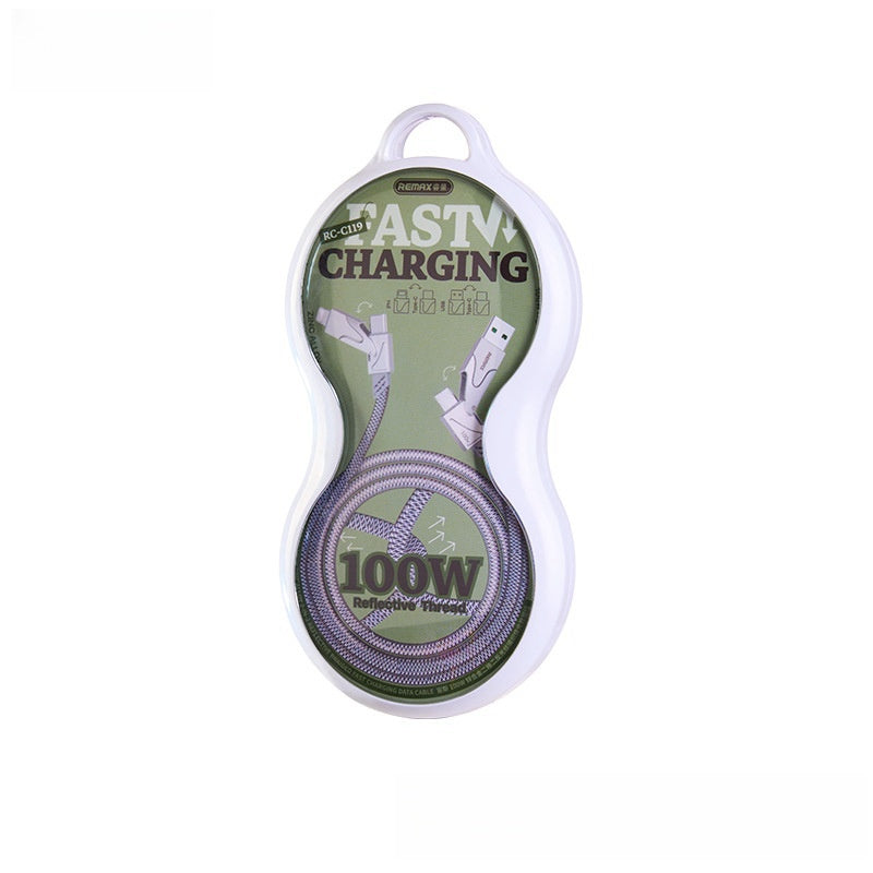 REMAX 100W zinc alloy 2-to-2, reflective wire fast charging data cable