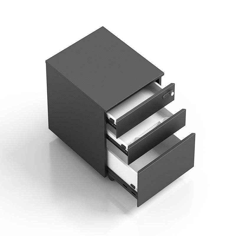 Wooden lockable three drawer filing cabinet