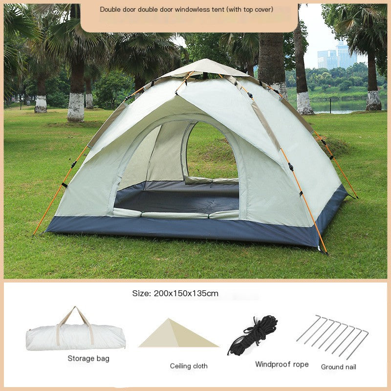 Gray two door windowless top cover style 3-4 person tent