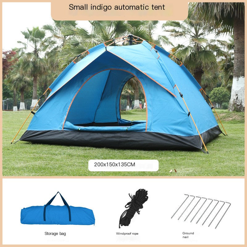 Blue two door windowless double tent