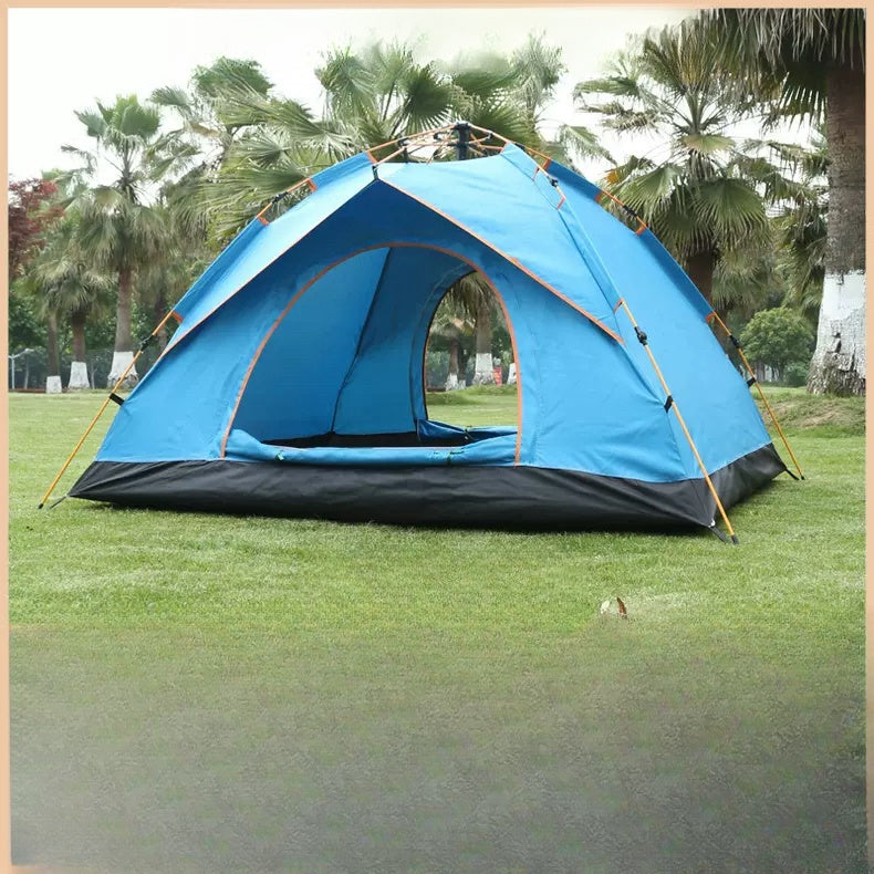 Blue two door windowless double tent