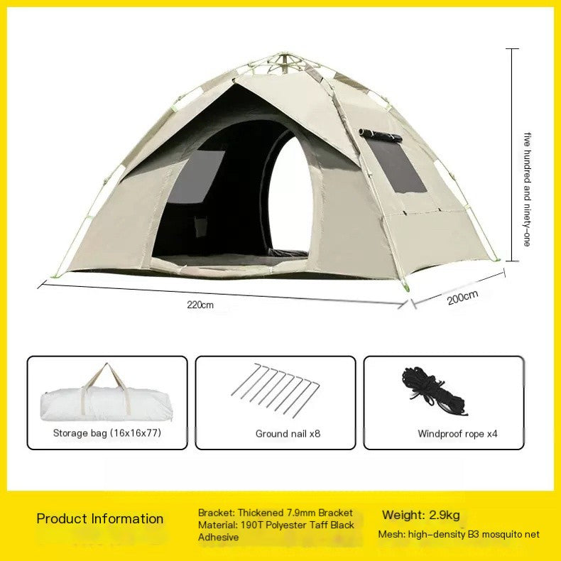 Golden two door two window 3-4 person tent