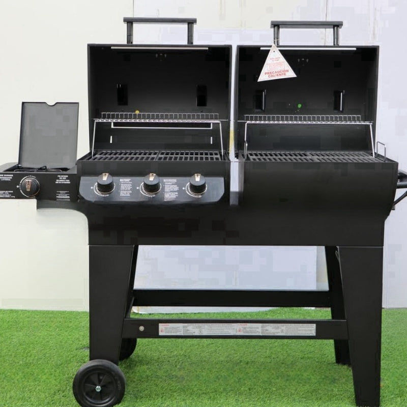 Half gas and half charcoal dual-use barbecue grill