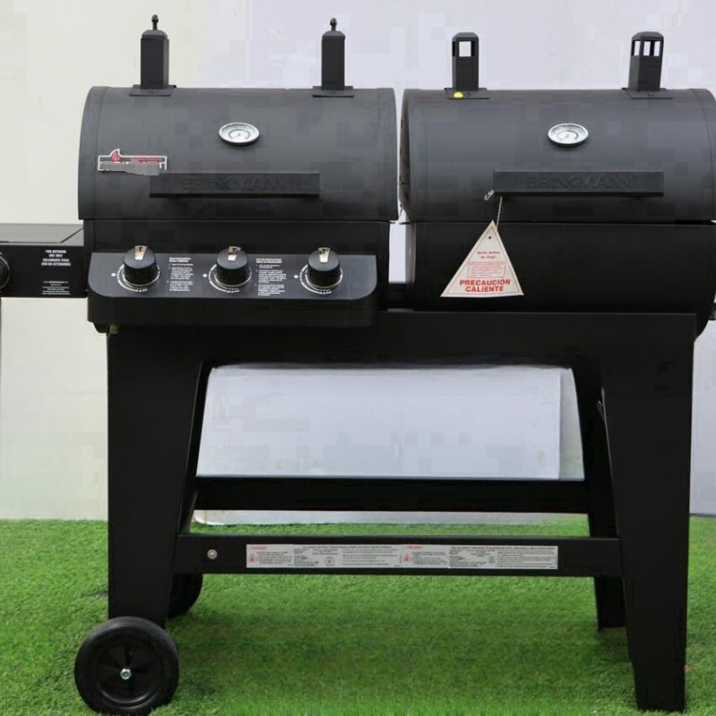 Half gas and half charcoal dual-use barbecue grill