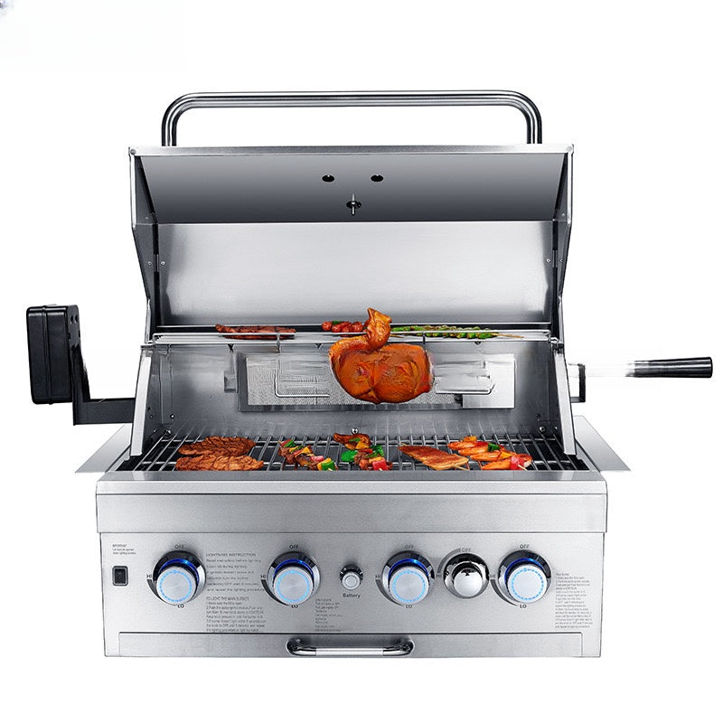 Embedded dual-purpose barbecue grill