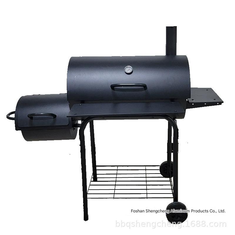 Spot double barrel charcoal mother and child barbecue stove enlarged thickened American outdoor barbecue grill courtyard charcoal stove smoked oven