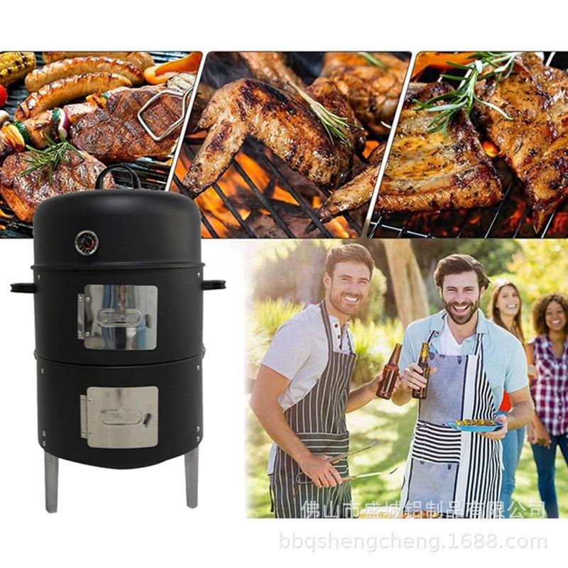Amazon hot selling three-in-one smoker grill outdoor patio grill wood stove portable grill charcoal stove