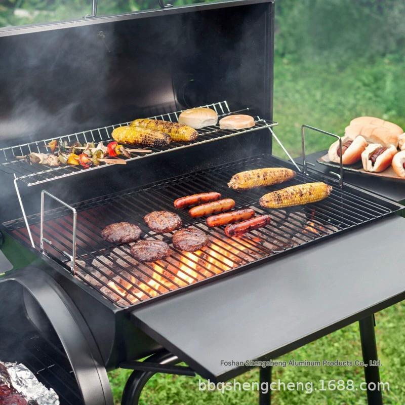 Spot double barrel charcoal mother and child barbecue stove enlarged thickened American outdoor barbecue grill courtyard charcoal stove smoked oven