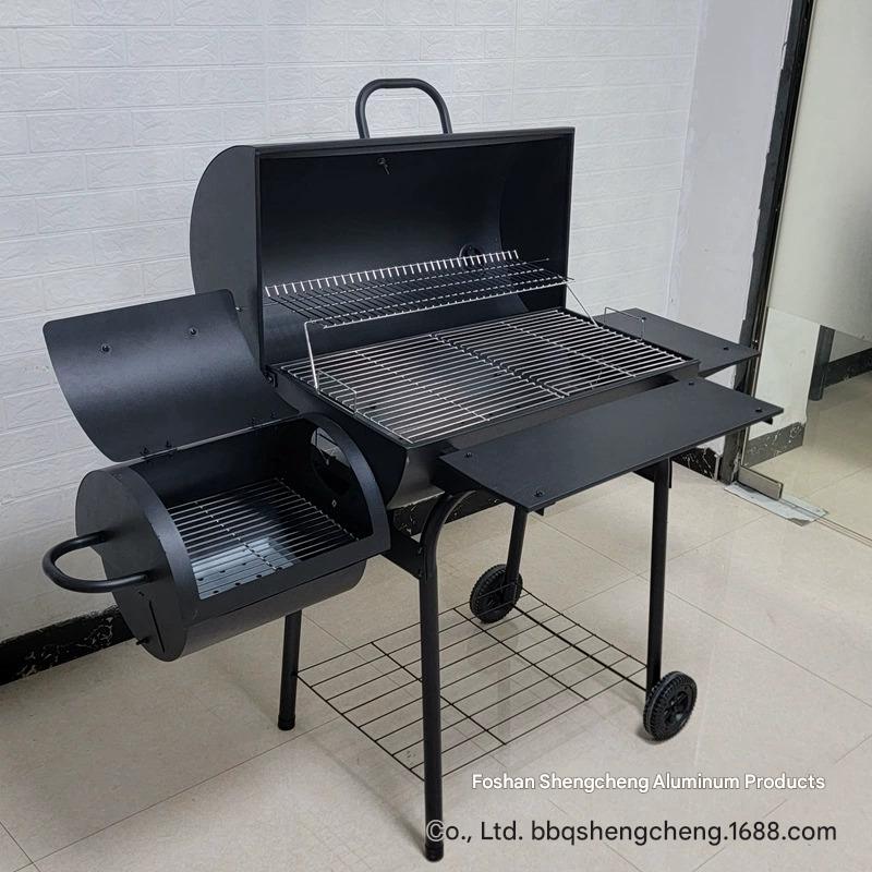 Spot double barrel charcoal mother and child barbecue stove enlarged thickened American outdoor barbecue grill courtyard charcoal stove smoked oven