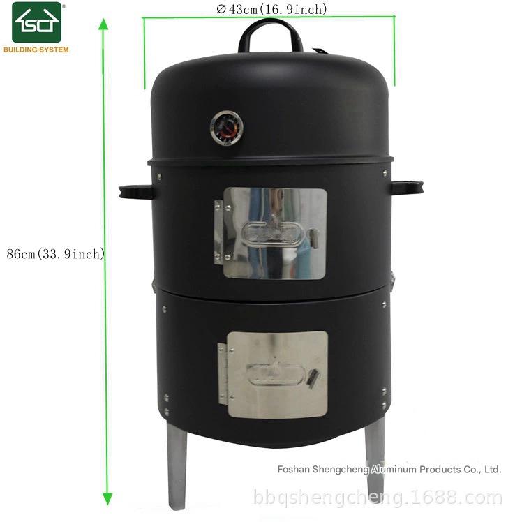 Amazon hot selling three-in-one smoker grill outdoor patio grill wood stove portable grill charcoal stove