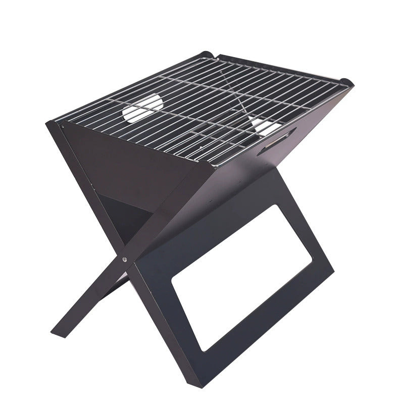 Factory direct sales outdoor portable X-shaped charcoal grill portable notebook home folding barbecue grill BBQ
