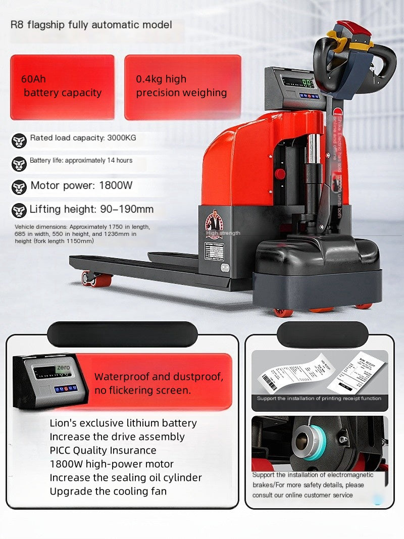 Fully automatic 3-ton hydraulic electric forklift with weighing, pallet truck, and handling vehicle